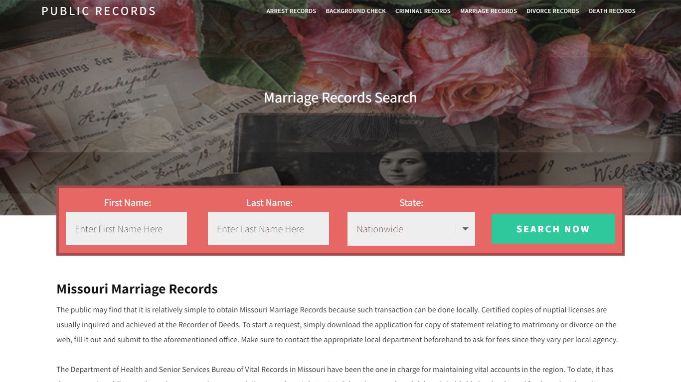 Missouri Marriage Records | Enter Name and Search. 14Days Free